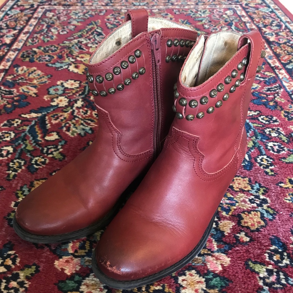 FRYE Kids size 1.5 shortie red leather boots